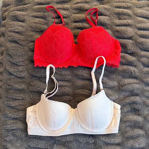 aerie Other - Aerie Red and Cream Lace Bra Bundle Size 34C